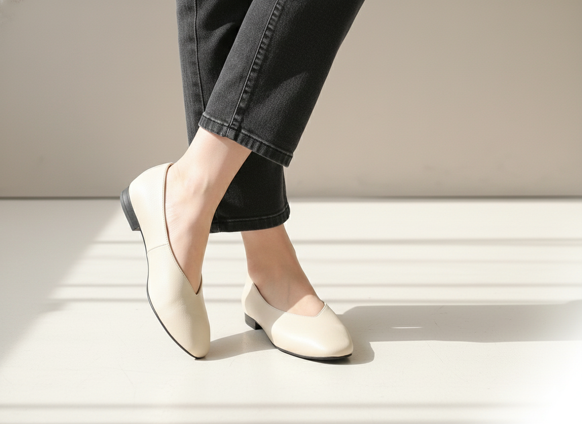 2018 Domestic Handmade Cowhide Soft Flat Shoes 1cm