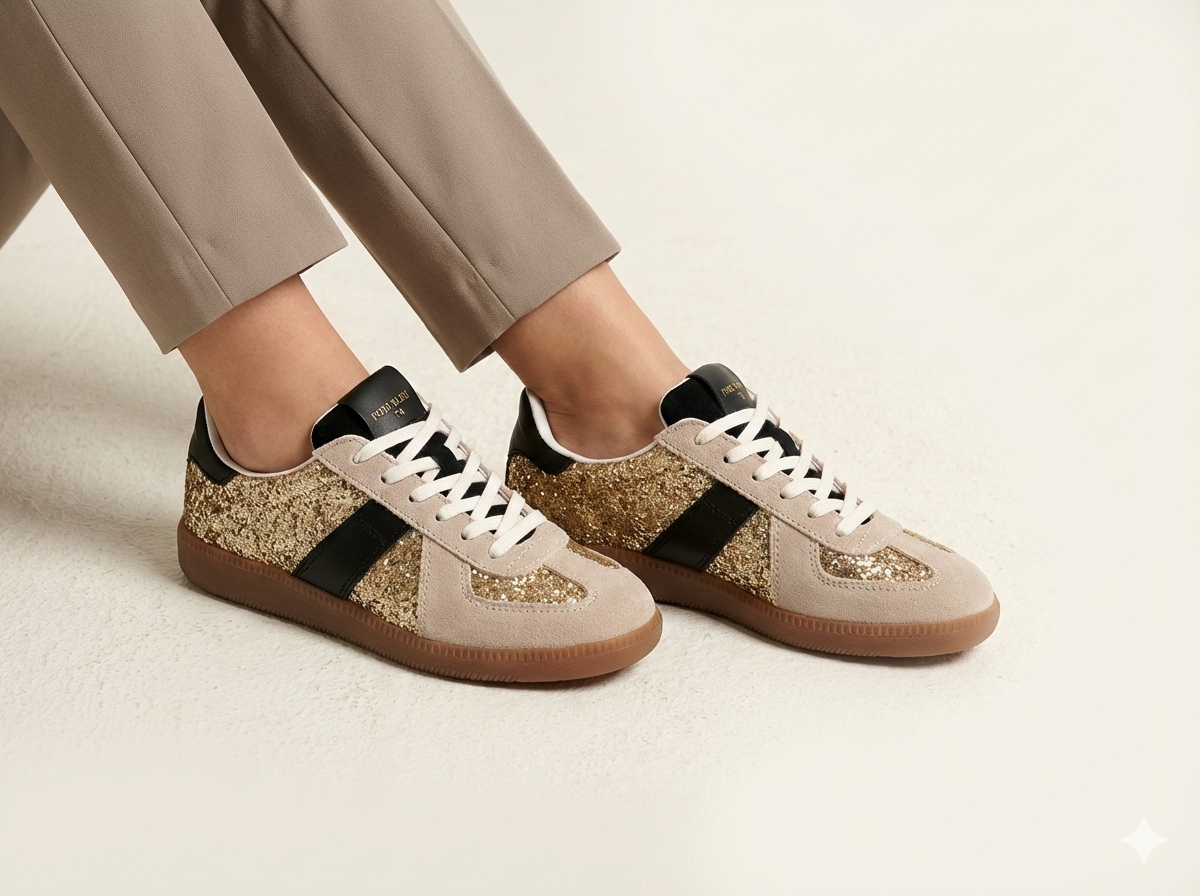 Glitter Military Sneakers Leather Shoes Handmade Trainers