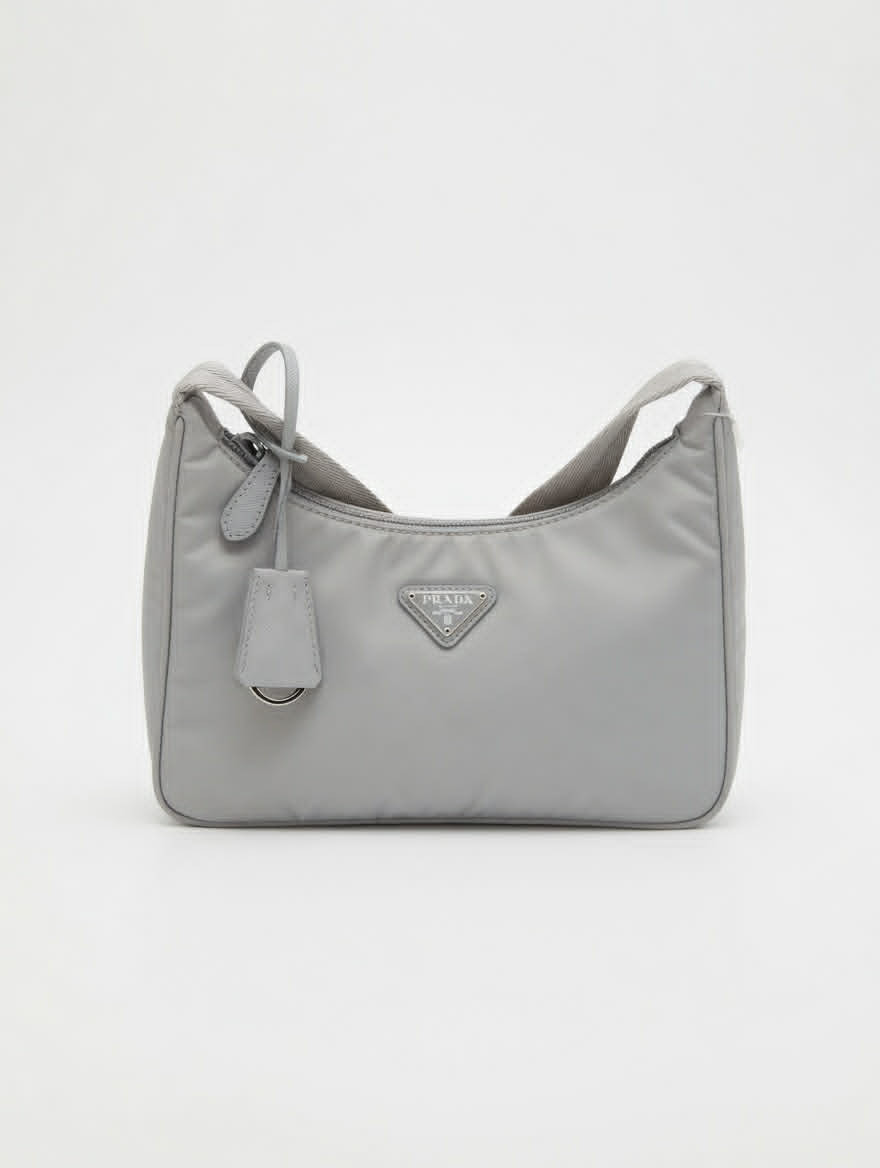 Prada Re-Edition 2000 Nylon Shoulder Bag (Silver Gray)
