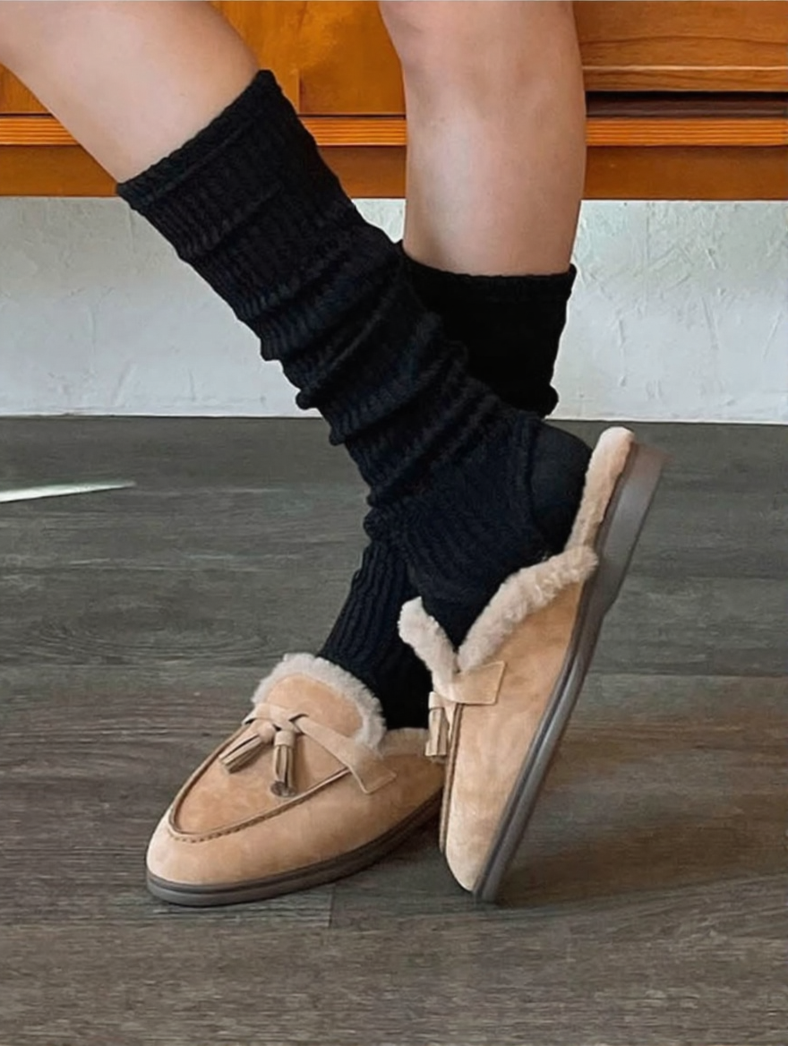 Suede Leather Tassel Bloafer GUE309오_C4