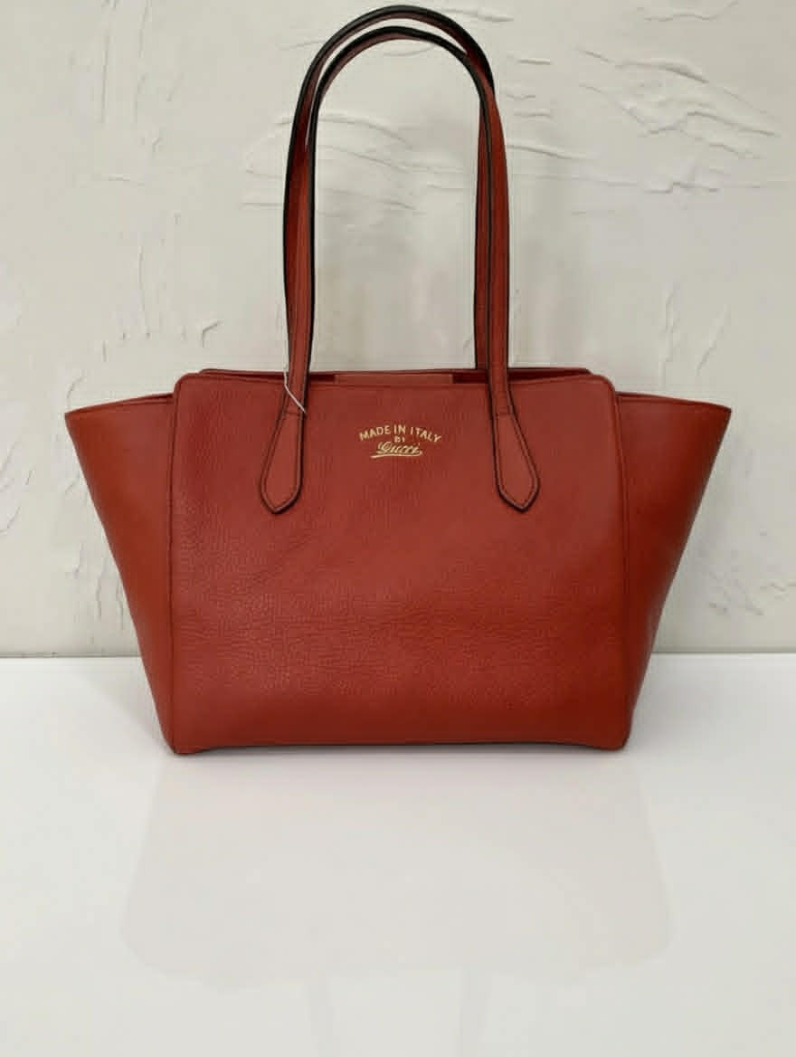 Gucci Red Leather Tote Bag