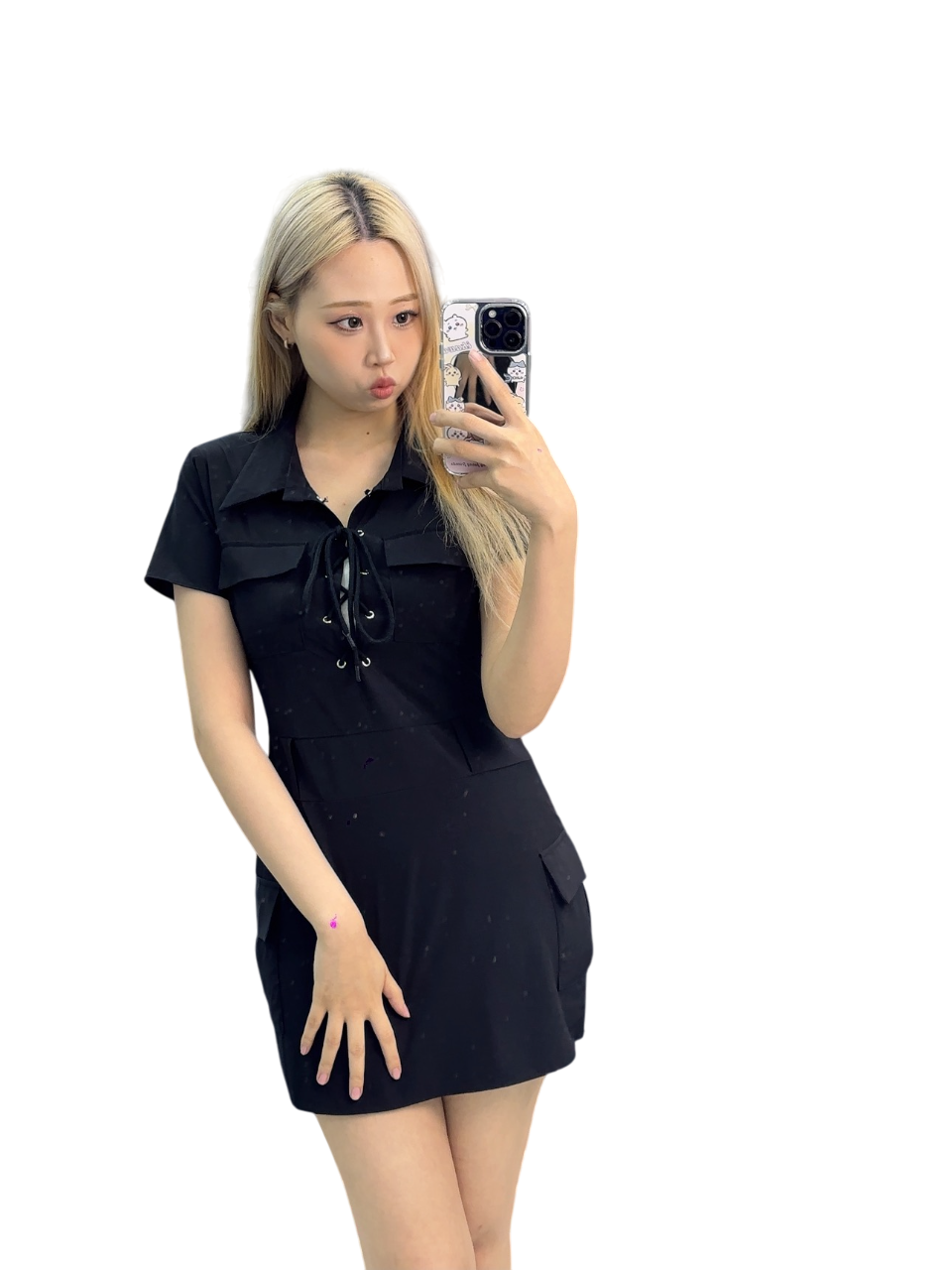Black Lace-Up Mini Dress - Edgy and Stylish Street Charm