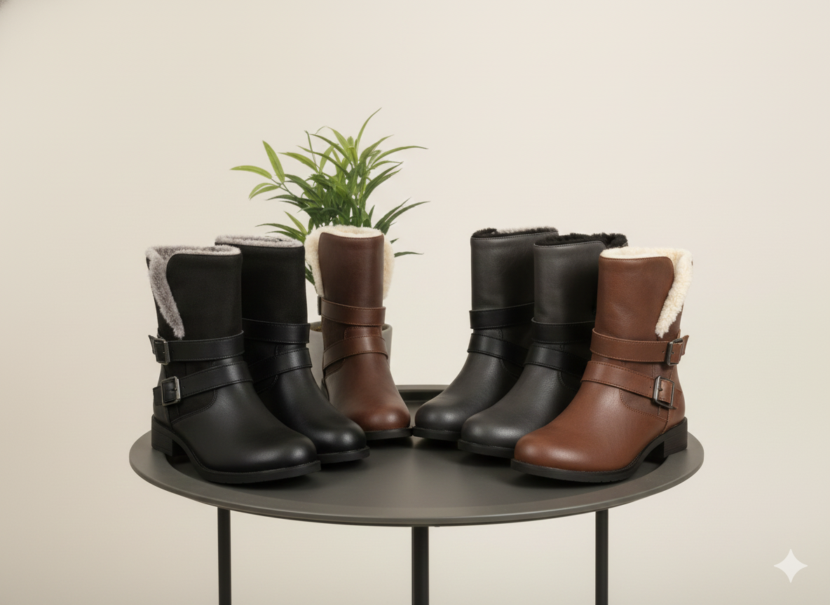 Natural Cowhide Mouton Fur Trans Fore Boots