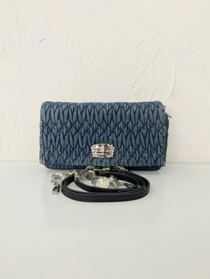 Miu Miu Denim Quilted Shoulder Bag