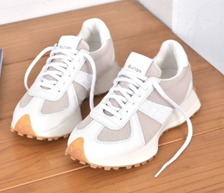 Air mesh natural leather cowhide combo sneakers handmade shoes