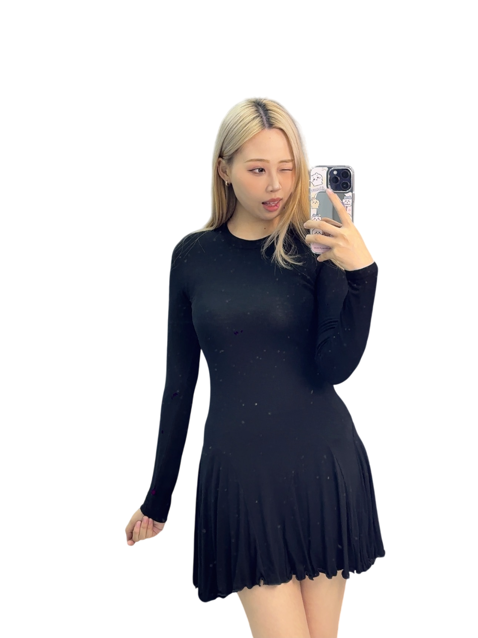 Black Long-Sleeve Pleated Skirt - A Classic and Stylish Choice