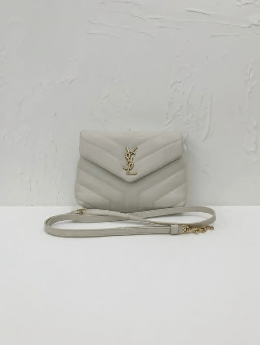 Saint Laurent Envelope Bag (Medium) in White Quilted Leather