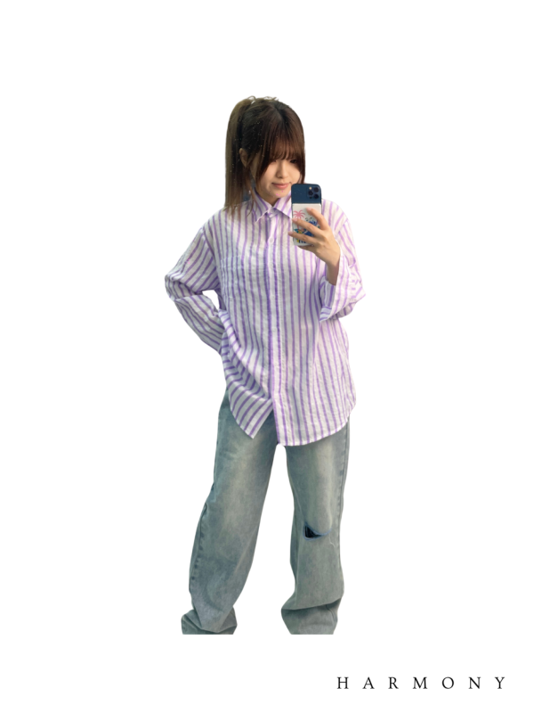 Viral Purple Striped Shirt and Jeans