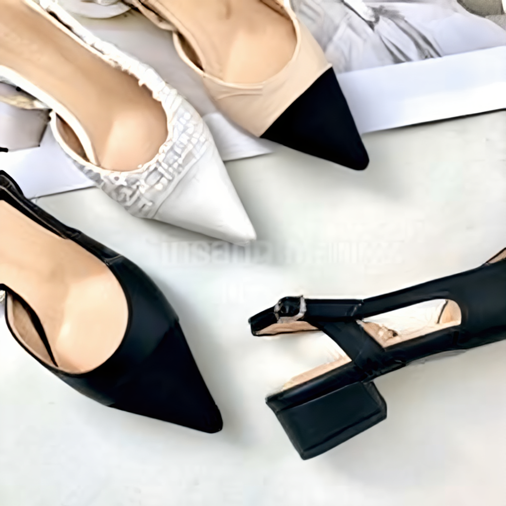 Domestically Made Color-Block Combo Slingback Flat Daily Formal Interview 3cm 2301-1